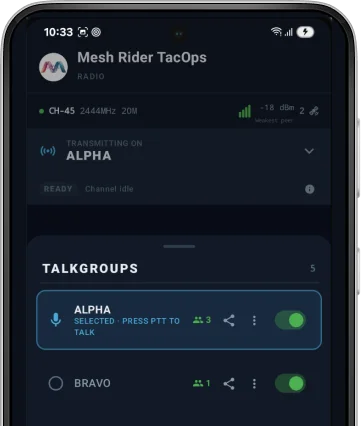 TacOps application on an Android phone